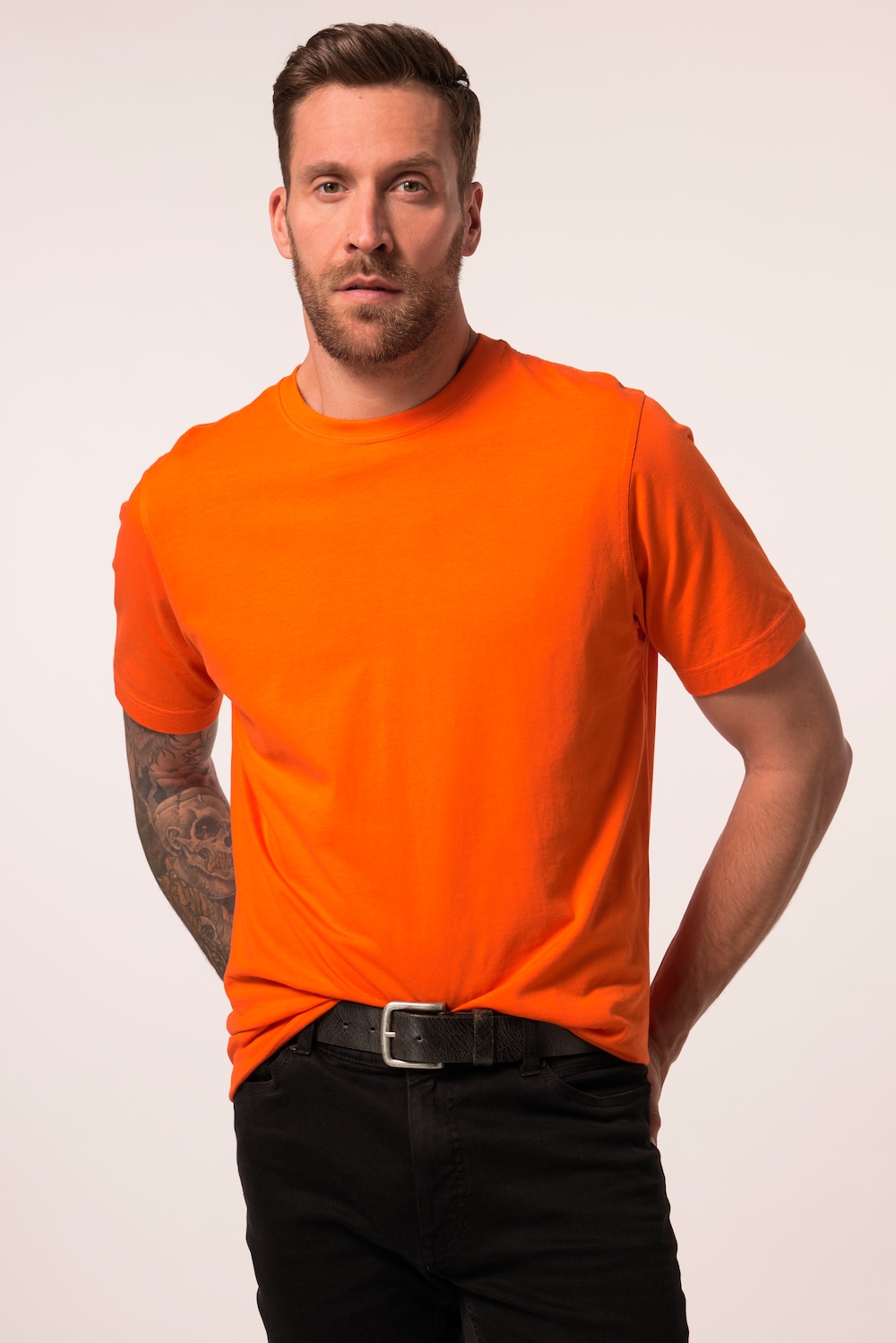 T-shirt, basic, ronde hals, gekamd katoen, tot 8XL