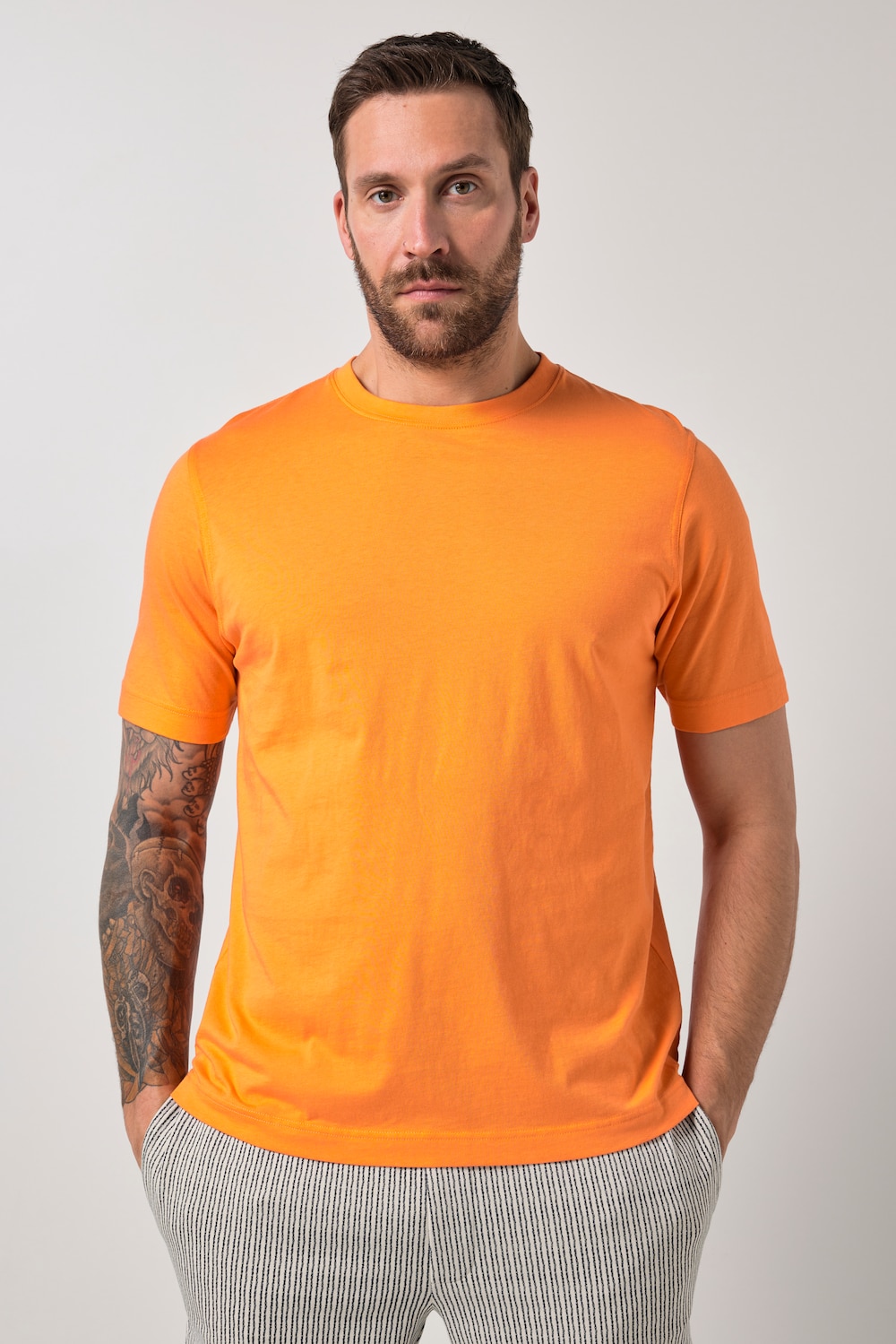 T-shirt, basic, ronde hals, gekamd katoen, tot 8XL