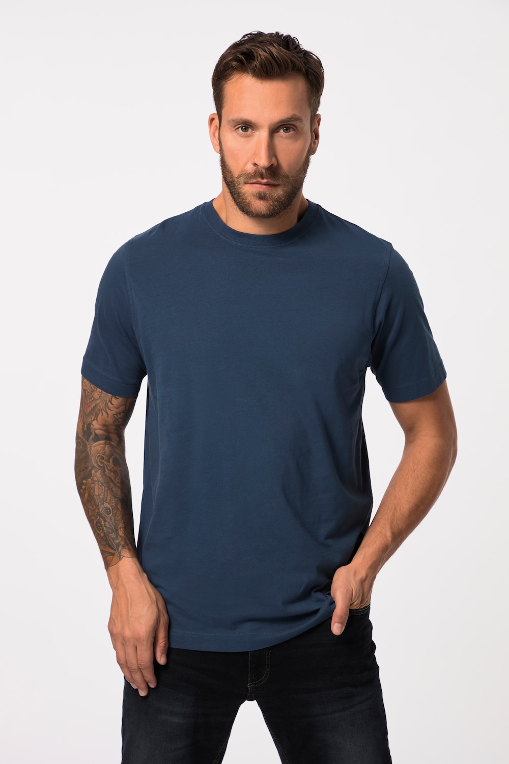 Große Größen T-Shirt, Herren, blau, Größe: 8XL, Baumwolle, JP1880