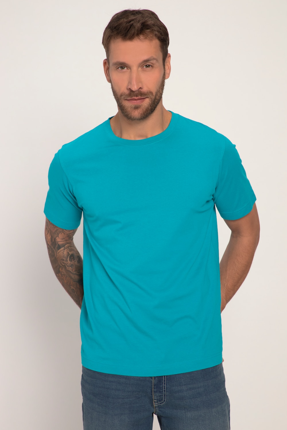 Grote Maten T-shirt, Heren, turquoise, Maat: 7XL, Katoen, JP1880
