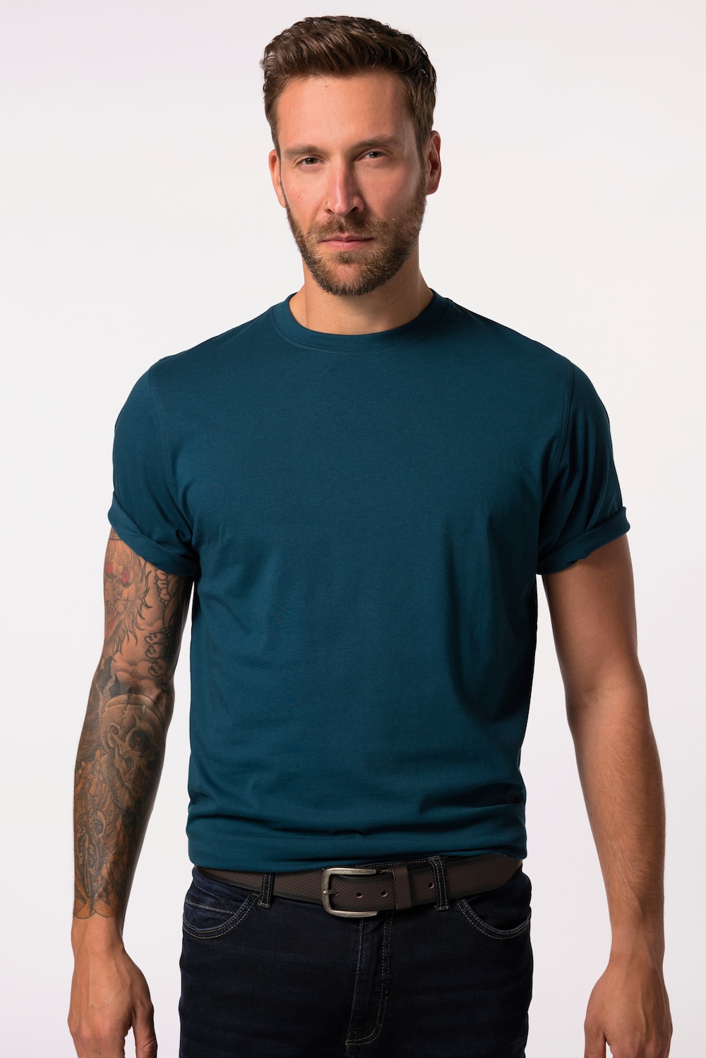 T-Shirt, Basic, Rundhals, gekämmte Baumwolle, bis 8XL