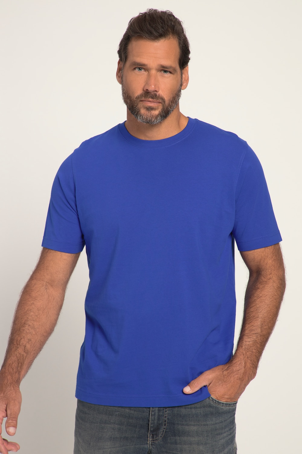 Grote Maten T-shirt, Heren, blauw, Maat: 4XL, Katoen, JP1880