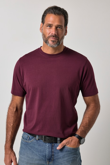 T-shirt Basic en coton peigné, col rond - jusqu'au 8 XL