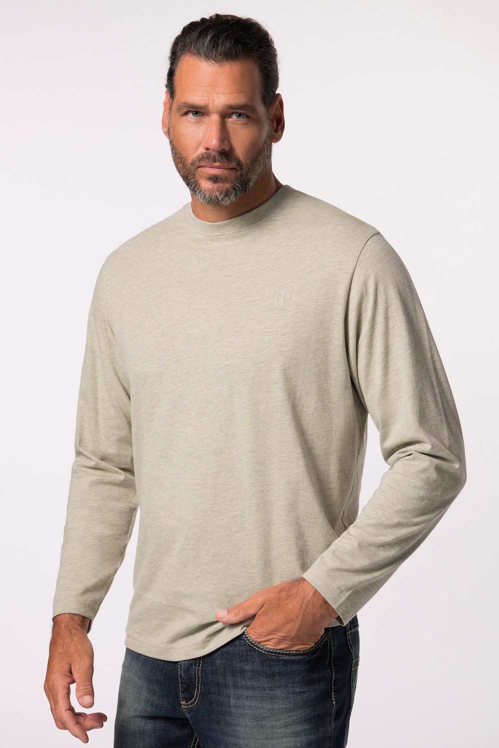 Stora storlekar Långärmad topp, Her, gul, storlek: 7XL, Bomull, JP1880