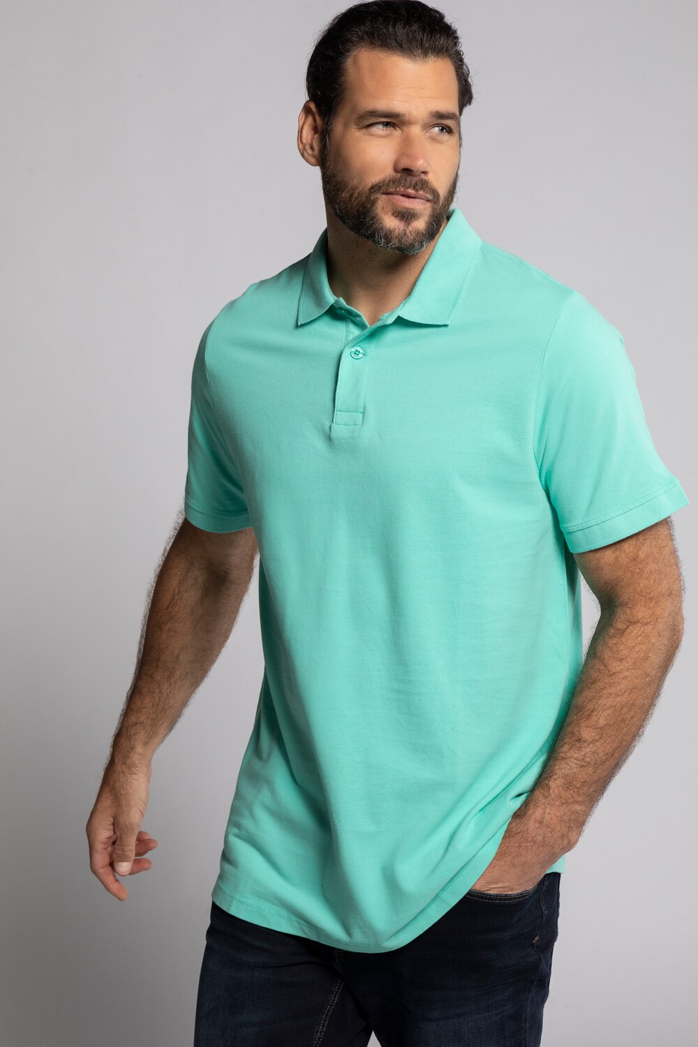 Grote Maten poloshirt, Heren, turquoise, Maat: 5XL, Katoen, JP1880 Grote Maten poloshirt, Heren, turquoise, Maat: 5XL, Katoen, JP1880