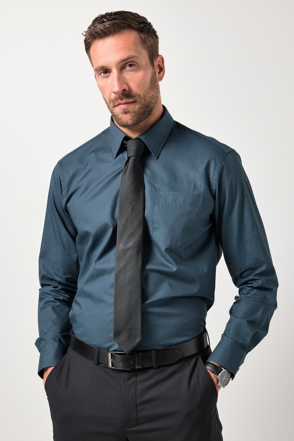 Skjorte, business, justerbar krage, opptil 8XL, comfort fit