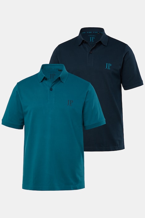 Poloshirts, basic, set van 2, piqué, gekamd katoen