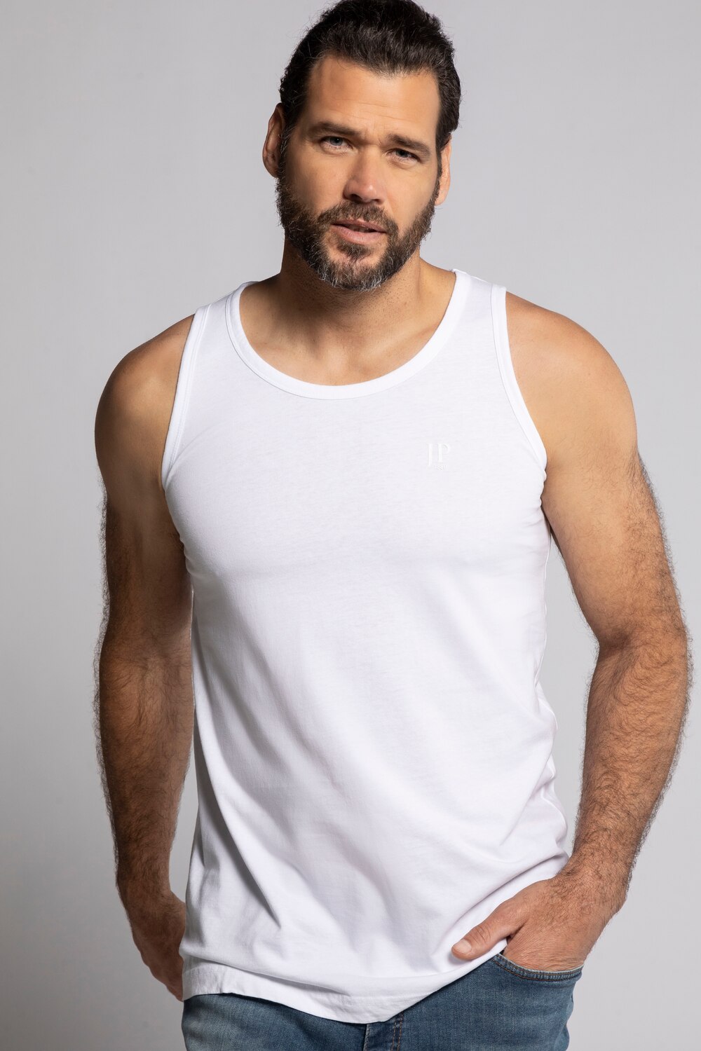 Grote Maten tanktop, Heren, wit, Maat: 5XL, Katoen, JP1880 Grote Maten tanktop, Heren, wit, Maat: 5XL, Katoen, JP1880
