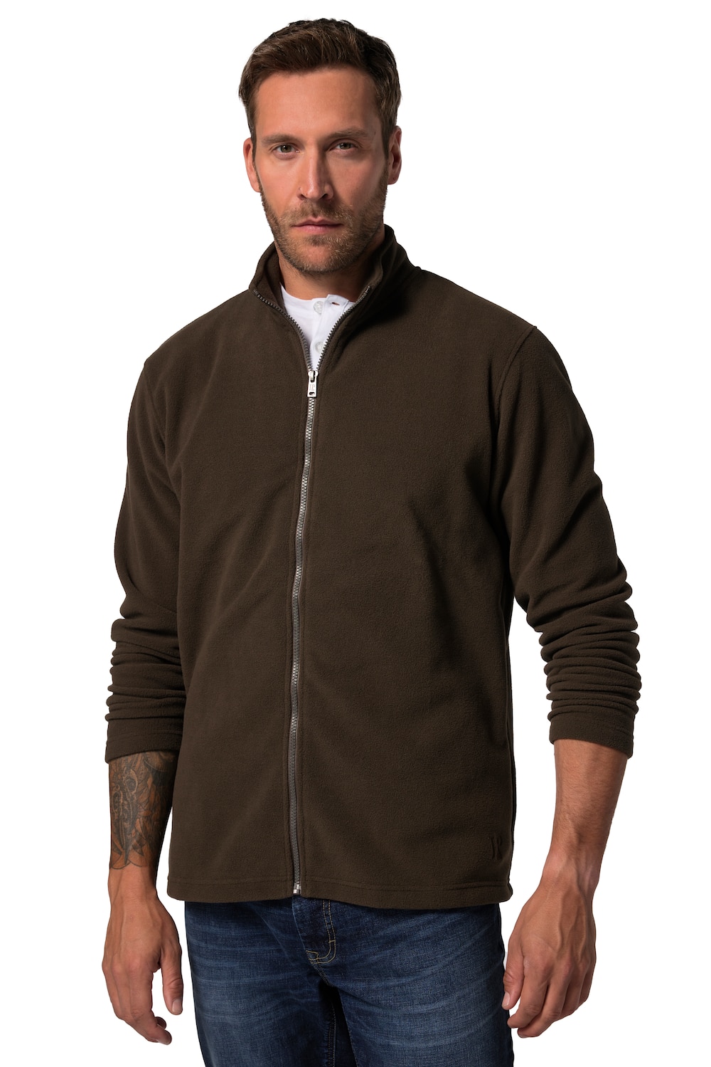 Veste Polaire Pour Homme Grande Taille - Col Montant, Patchwork, Fermeture éclair - Veste D'hiver, Survêtement, Extérieur