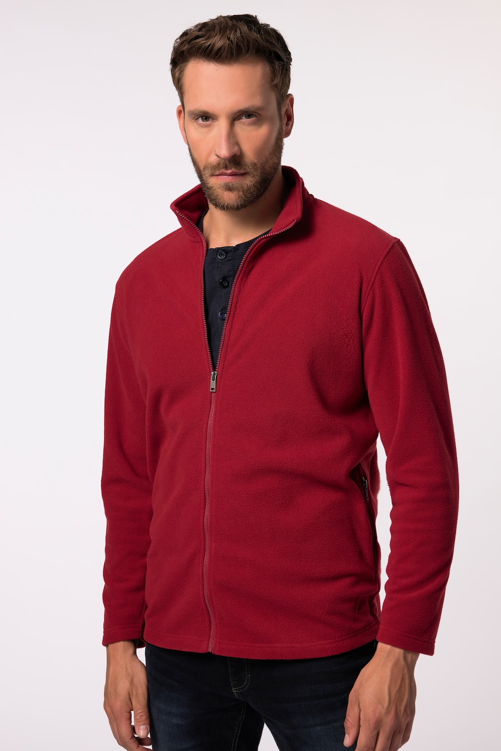 Stora storlekar Fleecejacka, Her, röd, storlek: L, Polyester, JP1880