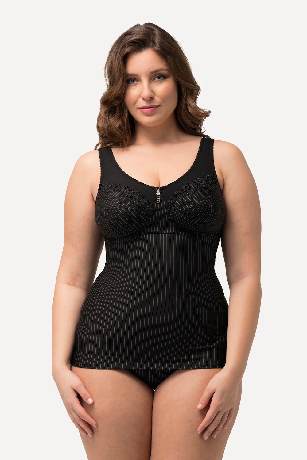 Große Größen Shaping-Hemd, Damen, schwarz, Größe: 100E, Synthetische Fasern/Elasthan, Ulla Popken