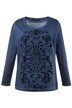 Intricate Flock Print Round Neck Cold Dye Classic Fit Tee