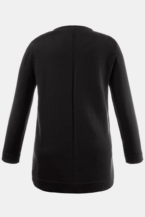 V-Neck Purl Inset Cotton Long Sleeve Sweater