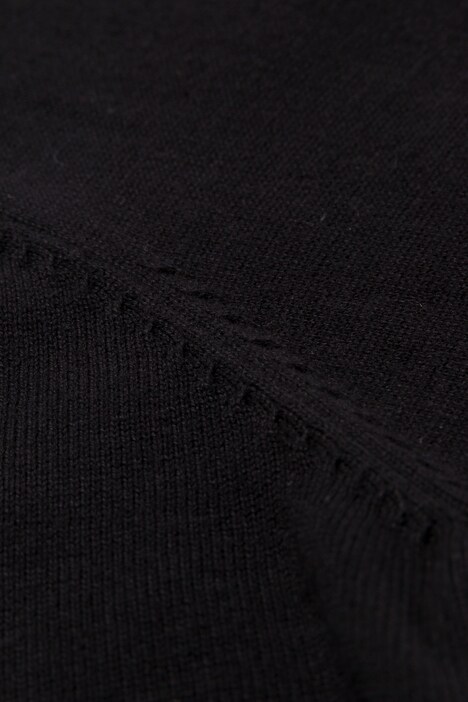 V-Neck Purl Inset Cotton Long Sleeve Sweater