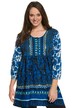Blue Tones Sofia Cotton Knit 3/4 Sleeve A-line Tunic