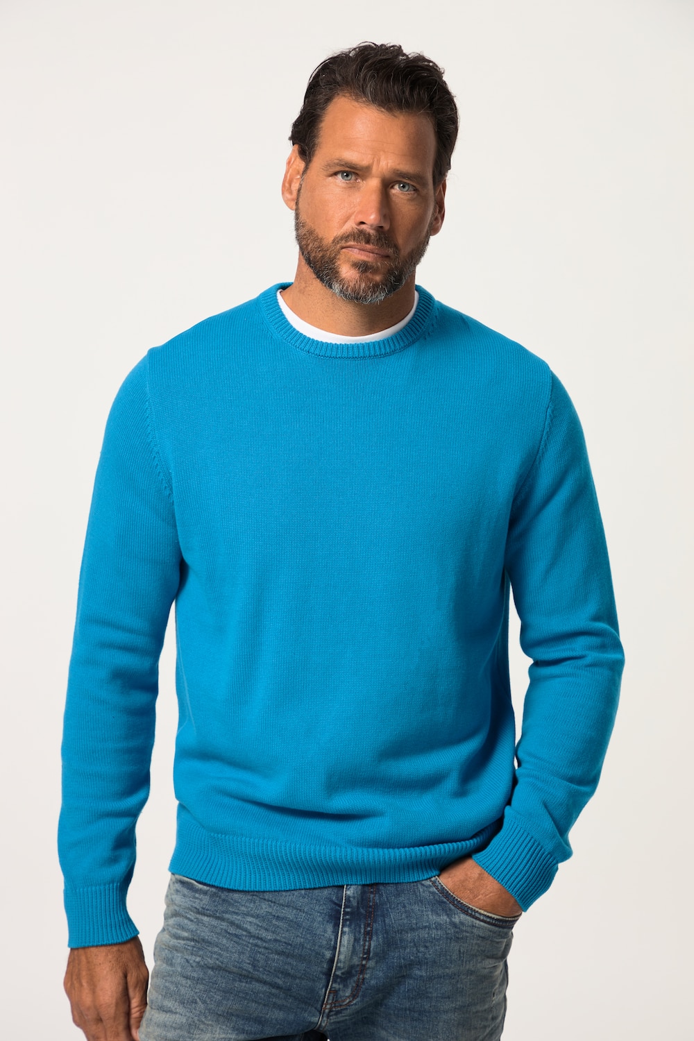 Grote Maten Pullover, Heren, turquoise, Maat: L, Katoen, JP1880