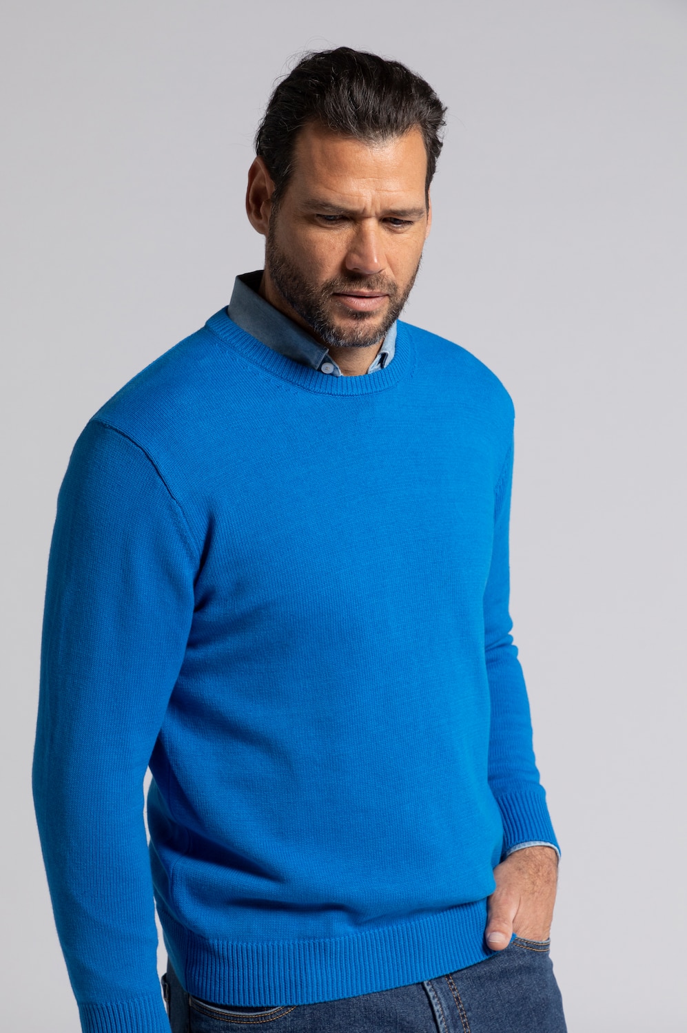 Grote Maten pullover, Heren, blauw, Maat: XXL, Katoen, JP1880