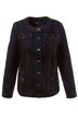 Print Ribbon Trim Button Front Stretch Denim Jacket