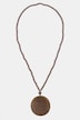 Longkette, Holzoptik, Perlen, Amulett