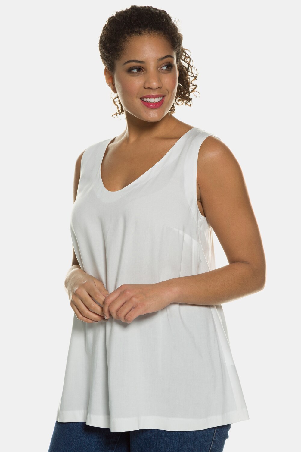 Grote Maten blousetop, Dames, wit, Maat: 54/56, Viscose, Ulla Popken Grote Maten blousetop, Dames, wit, Maat: 54/56, Viscose, Ulla Popken