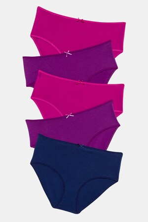 Ulla Popken Slips, 5er-Pack, dunkelblau/pink/violett - Große Größen