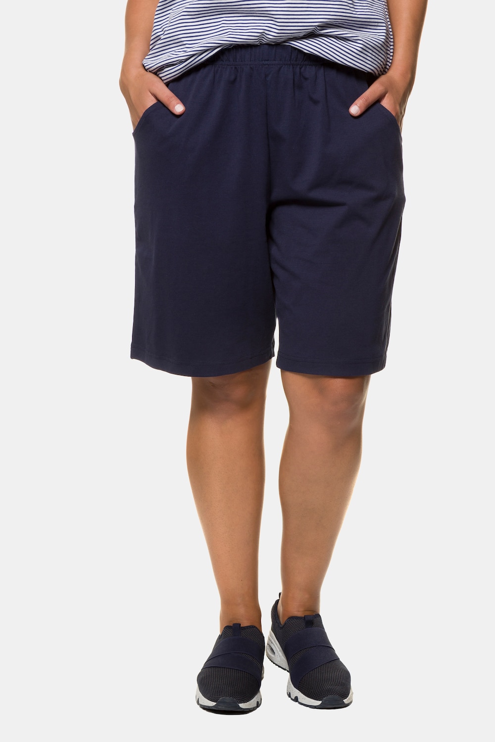 Grote Maten jersey shorts, Dames, blauw, Maat: 48, Katoen, Ulla Popken Grote Maten jersey shorts, Dames, blauw, Maat: 48, Katoen, Ulla Popken