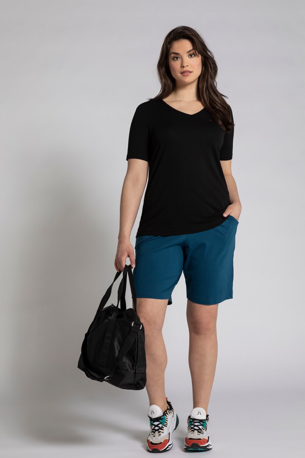 Grote Maten jersey shorts, Dames, turquoise, Maat: 50, Katoen, Ulla Popken Grote Maten jersey shorts, Dames, turquoise, Maat: 50, Katoen, Ulla Popken