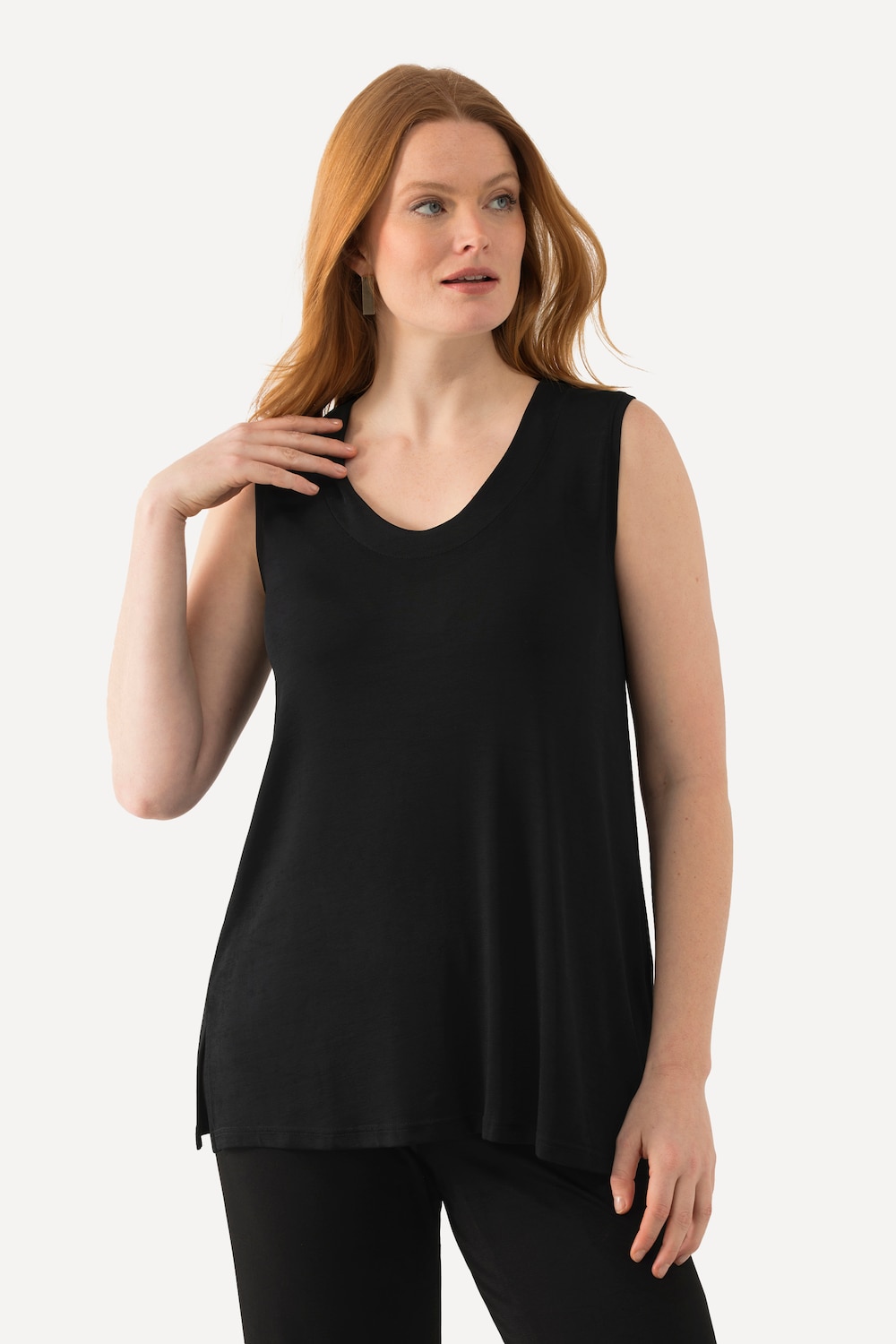 Grote Maten slinky top, Dames, zwart, Maat: 42/44, Viscose, Ulla Popken