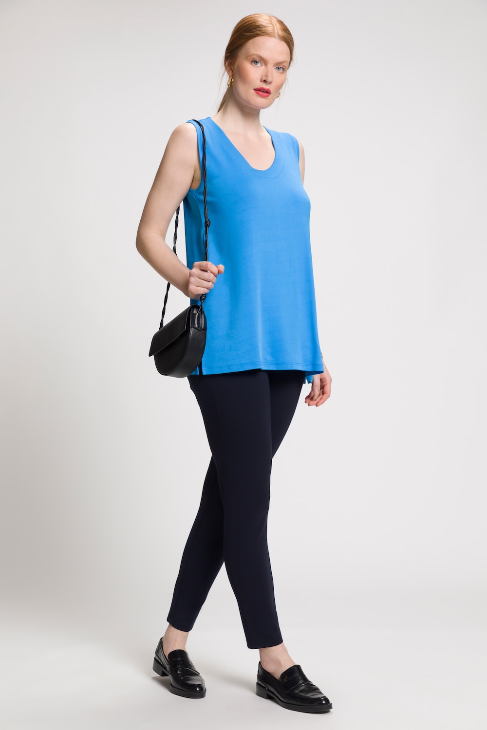 Grote Maten slinky top, Dames, blauw, Maat: 54/56, Viscose, Ulla Popken