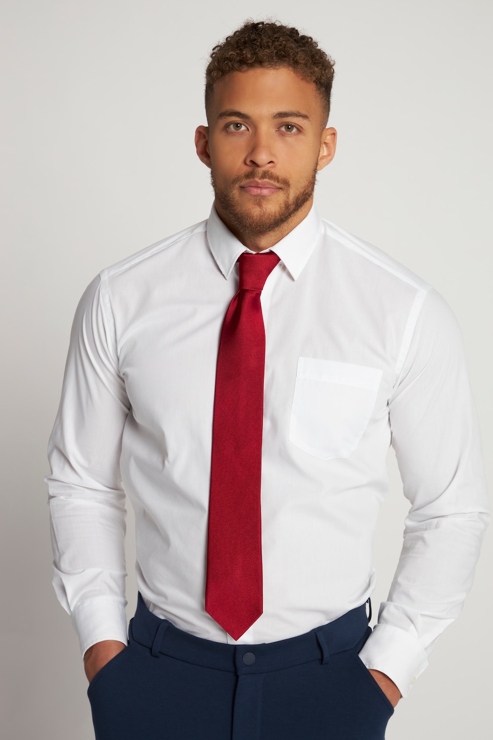 grandes tailles cravate en soie à rayures, hommes, rouge, taille: one size, soie, jp1880
