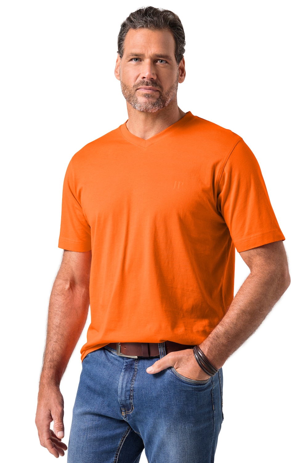Stora storlekar T-shirt, Her, orange, storlek: 7XL, Bomull/Polyester, JP1880