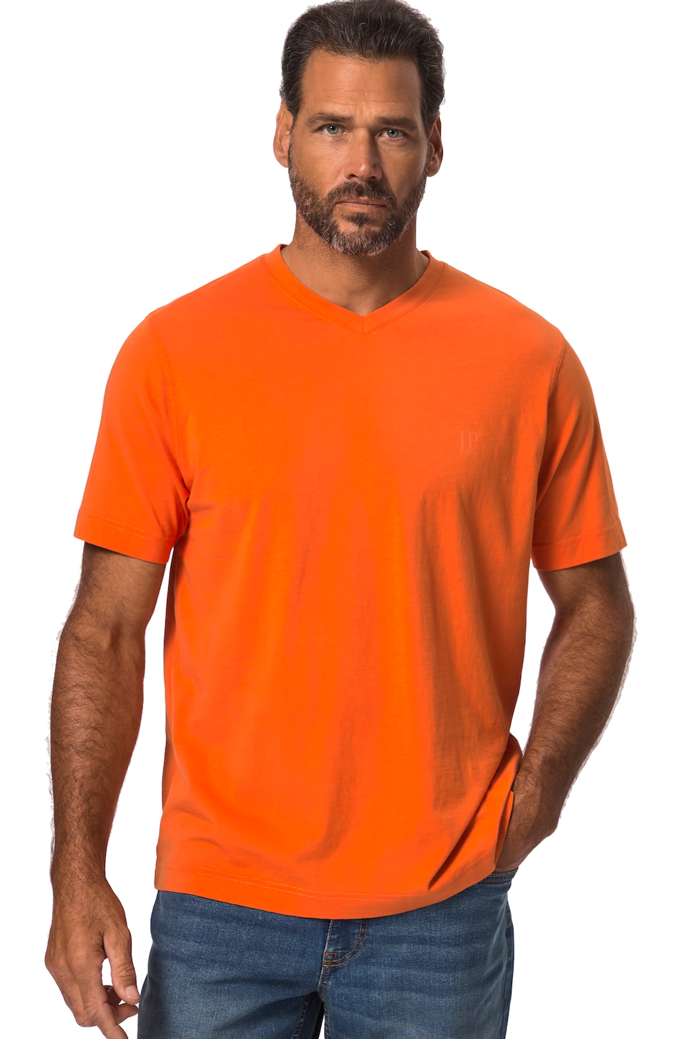 Stora storlekar T-shirt, Her, orange, storlek: XL, Bomull, JP1880
