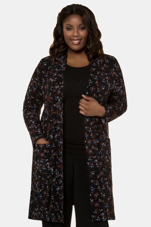 Ulla Popken Cardigan, gemustert, offene Form, Jersey - Große Größen