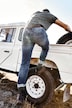 Super Stretch Used Look 5 Pocket Straight Fit Denim Jeans