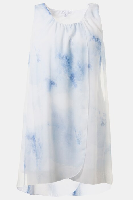 Chiffontop,gekräuselter Ausschnitt, raffiniertes Rückendetail