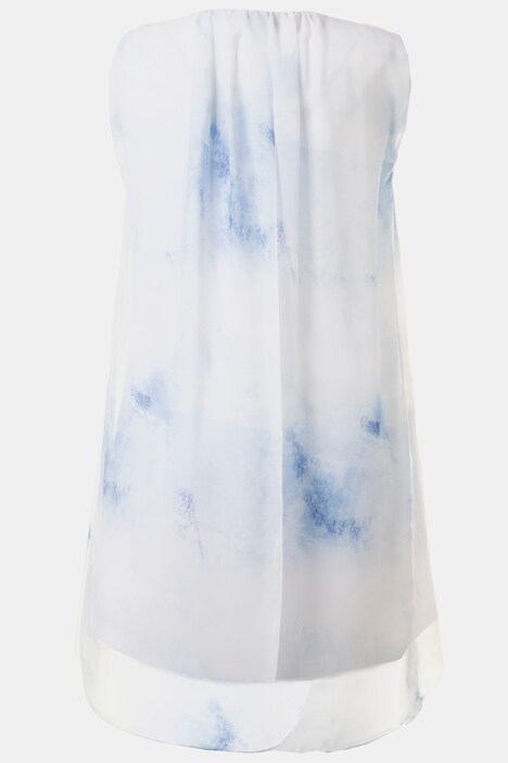 Chiffontop,gekräuselter Ausschnitt, raffiniertes Rückendetail