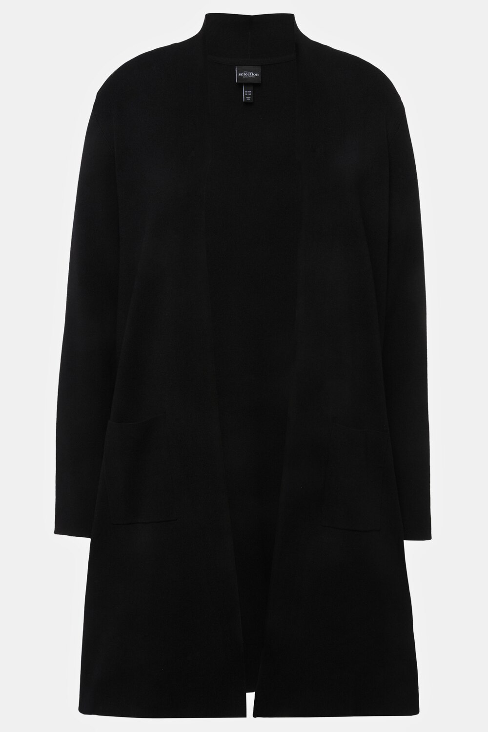 Stora storlekar Stickad kofta i lång, Dam, svart, storlek: 46/48, Viskos/Polyester, Ulla Popken