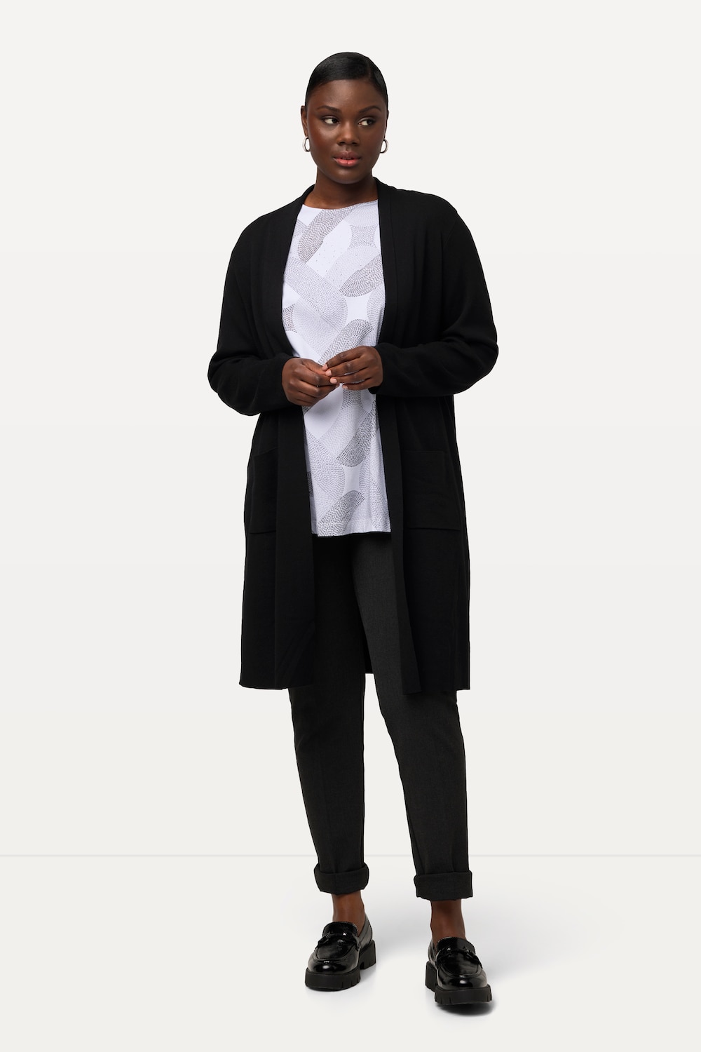 Große Größen Strickjacke, Damen, schwarz, Größe: 54/56, Viskose/Polyester, Ulla Popken