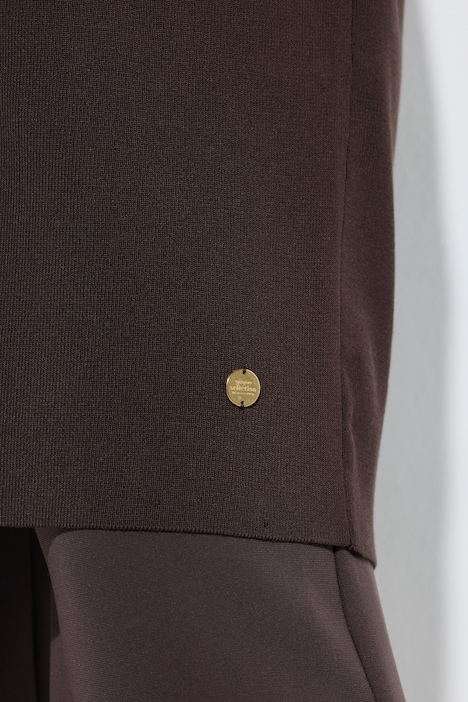 Strickjacke, lange, offene Form, Stehkragen, Langarm