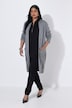 Strickjacke, lange, offene Form, Stehkragen, Langarm
