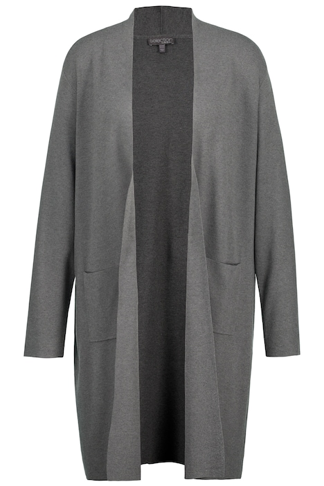 Dlouhý rozepínací svetr, jemný úplet, otevřený střih, dlouhé rukávy