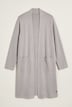 Strickjacke, lange, offene Form, Stehkragen, Langarm