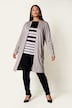 Strickjacke, lange, offene Form, Stehkragen, Langarm