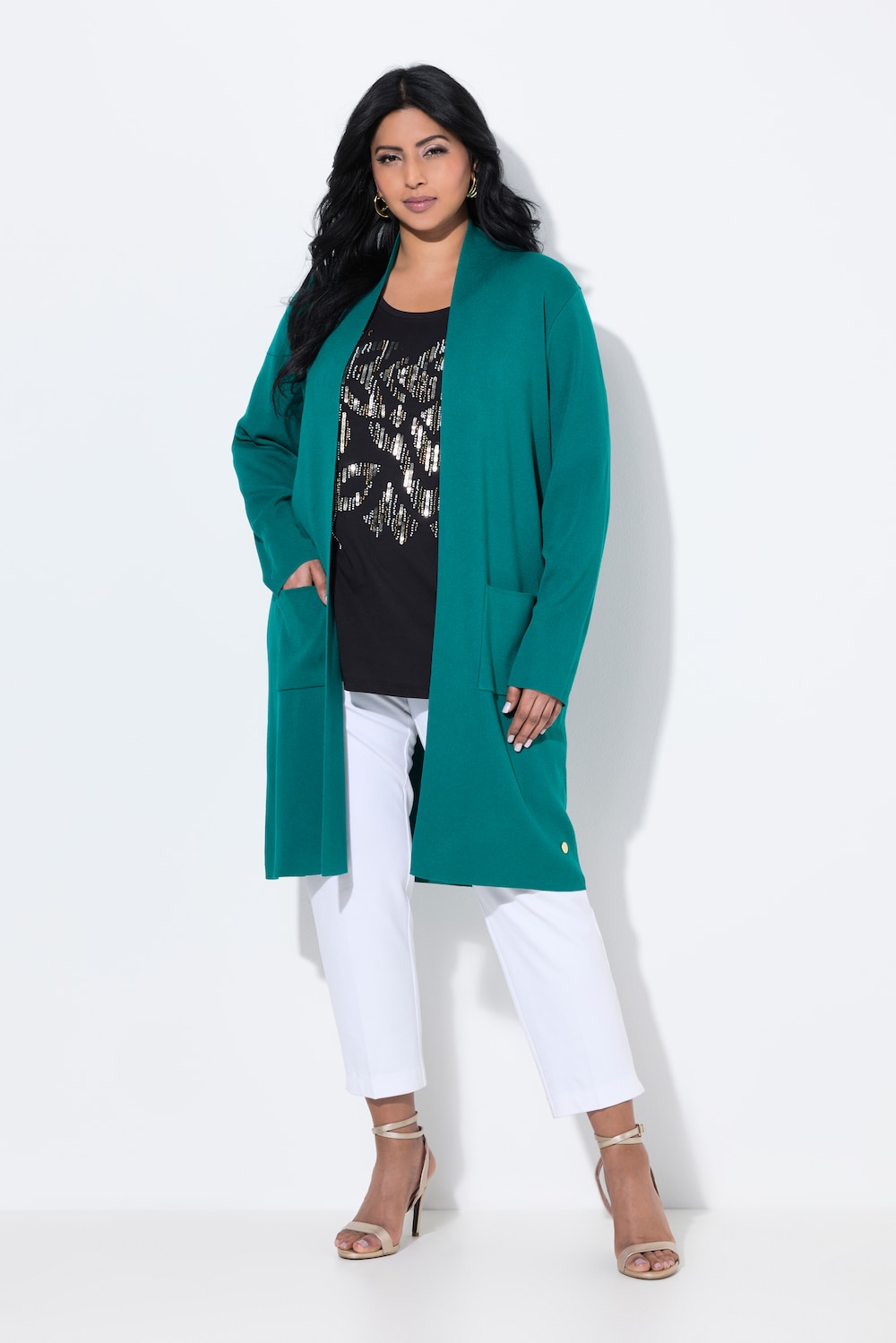 Große Größen Strickjacke, Damen, grün, Größe: 54/56, Viskose/Polyester, Ulla Popken