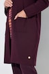 Strickjacke, lange, offene Form, Stehkragen, Langarm