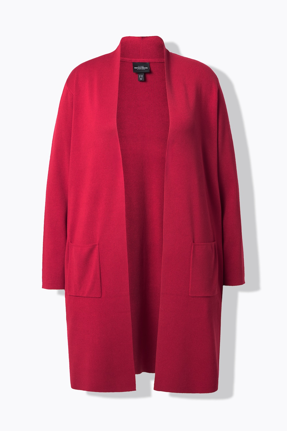 Stora storlekar Stickad kofta i lång, Dam, röd, storlek: 58/60, Viskos/Polyester, Ulla Popken