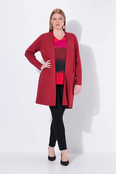 Strickjacke, lange, offene Form, weicher Feinstrick