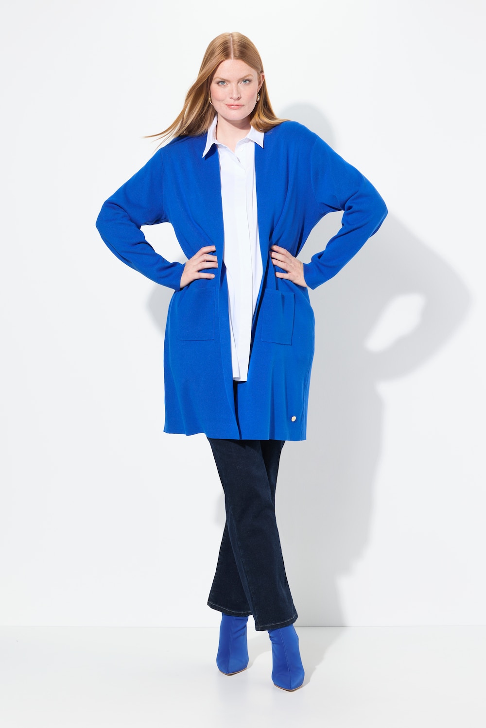 Große Größen Strickjacke, Damen, blau, Größe: 58/60, Viskose/Polyester, Ulla Popken