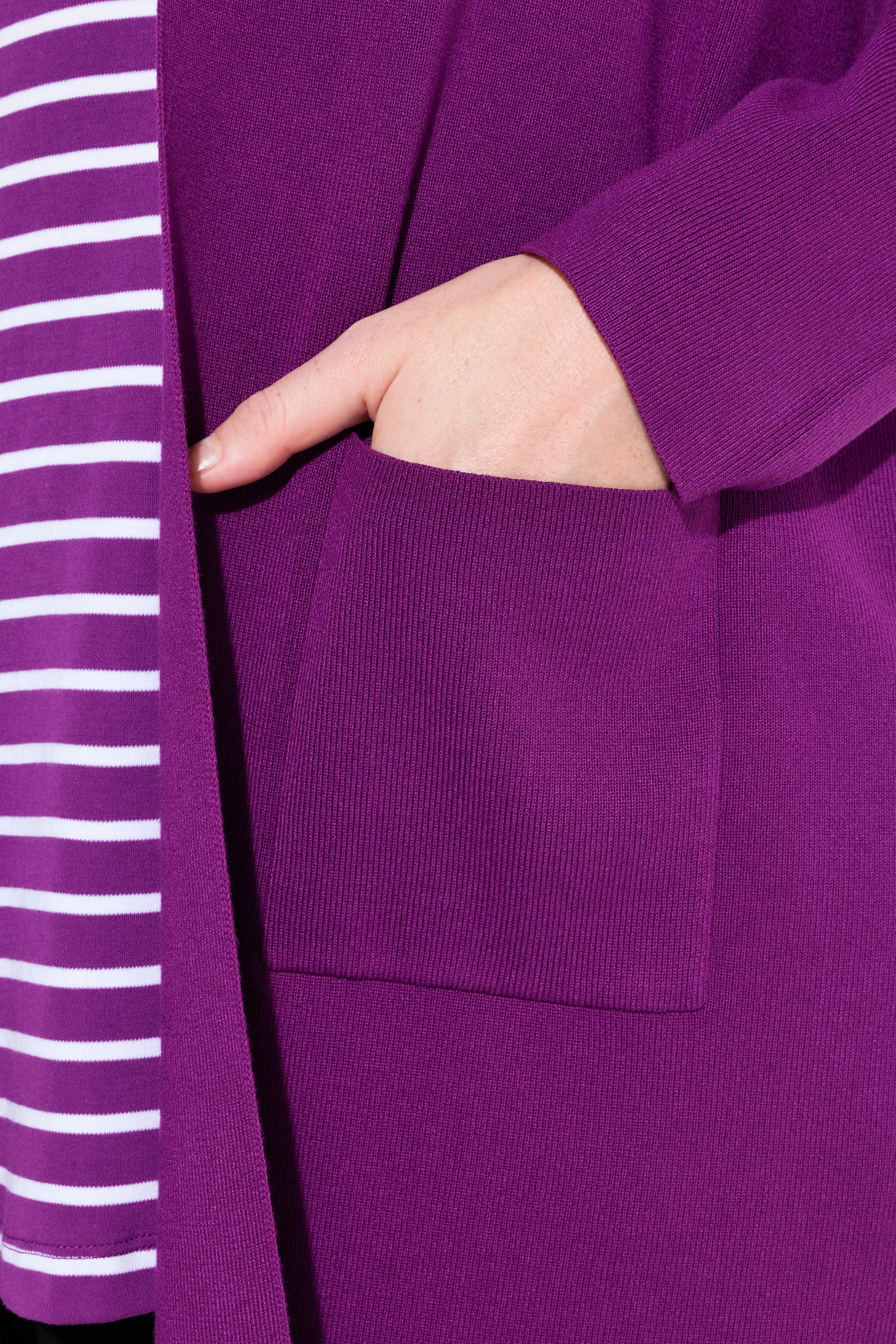 Ulla Popken Damen große Größen Strickjacke lange offene Form