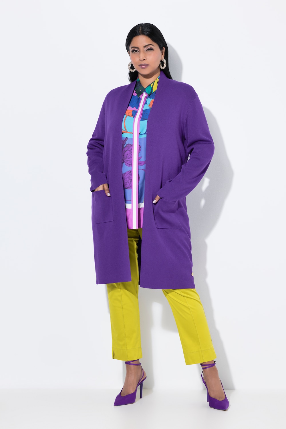 Große Größen Strickjacke, Damen, lila, Größe: 46/48, Viskose/Polyester, Ulla Popken